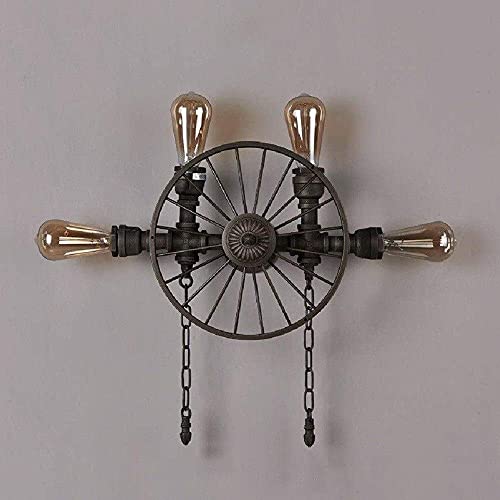 GLXLSBZ Wall Lighting Fixture American Creative Wrought Iron Wall Lamp Wheel Simple Vintage Industrial Metal Wall Lantern Personality(Home Lighting) steampunk buy now online