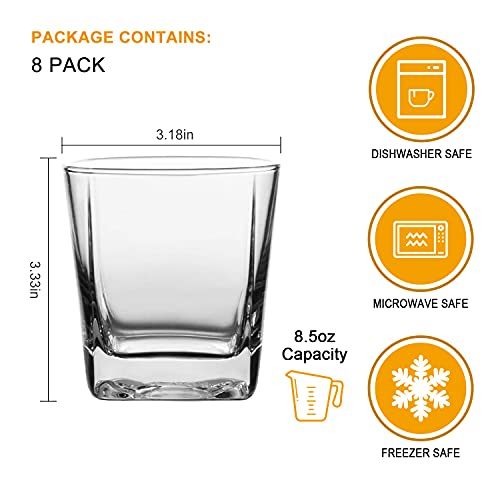Drinking Glasses Set Of 8, Glassware Set Includes 8 Rocks Glasses Heavy Base Glass Cups For Water, Juice, Beer, Wine, And Cocktails #TOP1
