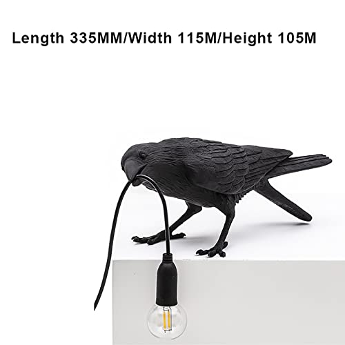Image of Raven Bird Lamp,Vintage Resin Crow Lamp with E14 Blub, Wall Mounted Gothic Wall Sconce Night Light Fixture with Plug in Cord for Living Room Bedroom Art Deco