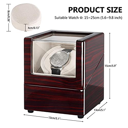 Chiyoda Watch Winder For Single Automatic Watches Solid Wooden Box With Mabuchi Motors, Battery Powered Or Ac Adapter #TOP2