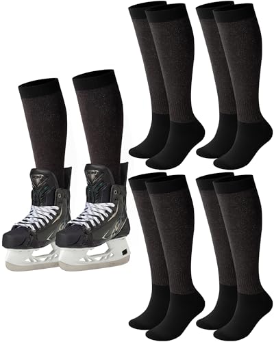 Ramede 5 Pairs Cut Resistant Hockey Socks A5 Level Protection Skate Black Knee Long Socks for Hockey Players Coaches Gardening Work