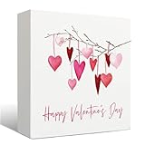 grapehiker Happy Valentines Day Sign, Pink Valentines Day Decor, Valentines Day Wooden Sign, Valentines Decorations, Valentines Day Desk Decor, Pink Hearts Valentines Wood Box Sign 5x5