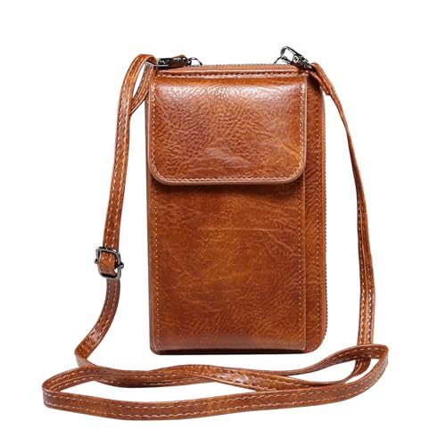 Petit étui pour téléphone portable en finition marron avec finitions soignées