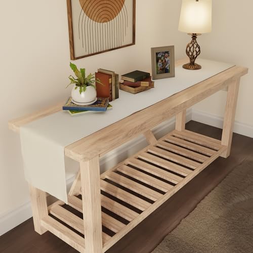 Miniatura 7 de Encasa Xo Camino De Mesa Tamaño 32x230 Cm Tela De Lona De Algodón Color Sólido Natural Lavable A Máquina Y Duradero