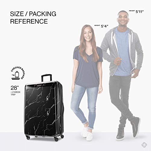 Image of American Tourister Moonlight Hardside Expandable Luggage with Spinner Wheels, Black Marble, Checked-Large 28-Inch