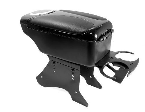 99Parts Black Leather Center Console Armrest Big Sorage Box with Two Cups Holder