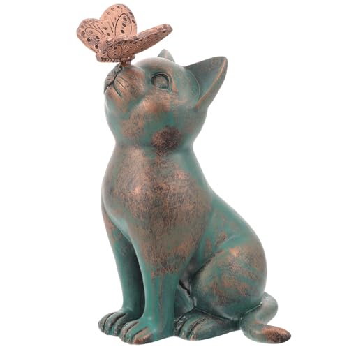 Figurine de chat en résine compacte et facile à nettoyer