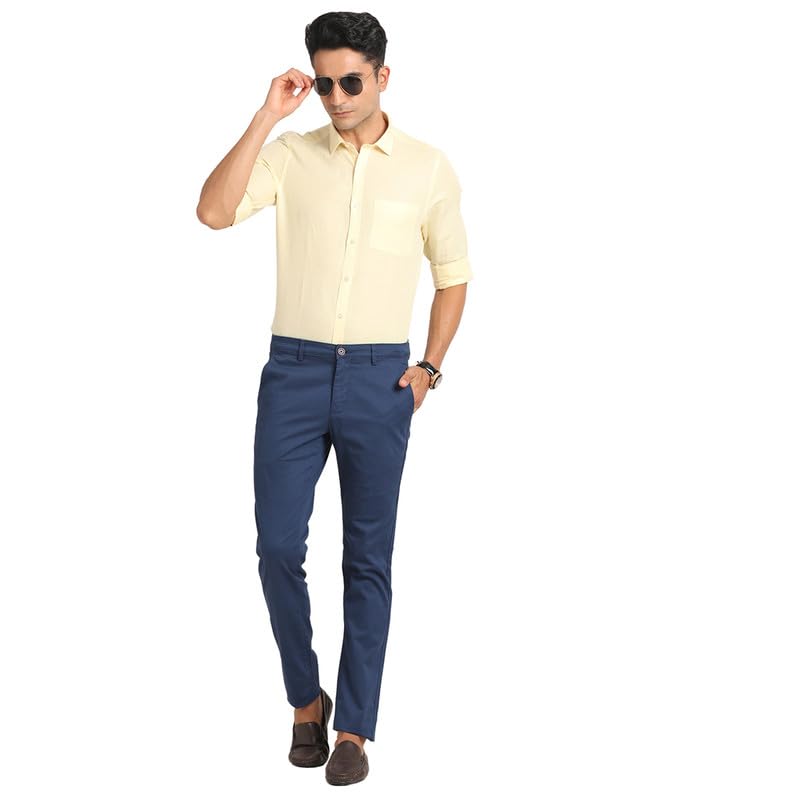 Image of Turtle Men Cotton Linen Slim Fit Solid Formal Shirt