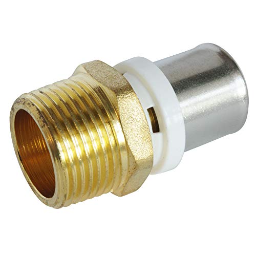 SOMATHERM FOR YOU - 5608-20-20 - Raccord droit Mâle à sertir pour tube Multicouche - Mâle 20/27 (3/4') Permet de raccorder un tube Multicouche de diamètre Ø20 Gris