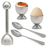 Hordion Egg Cracker Topper Set - 2 Egg Cups, 2 Spoons & 1 Egg Cutter Tool