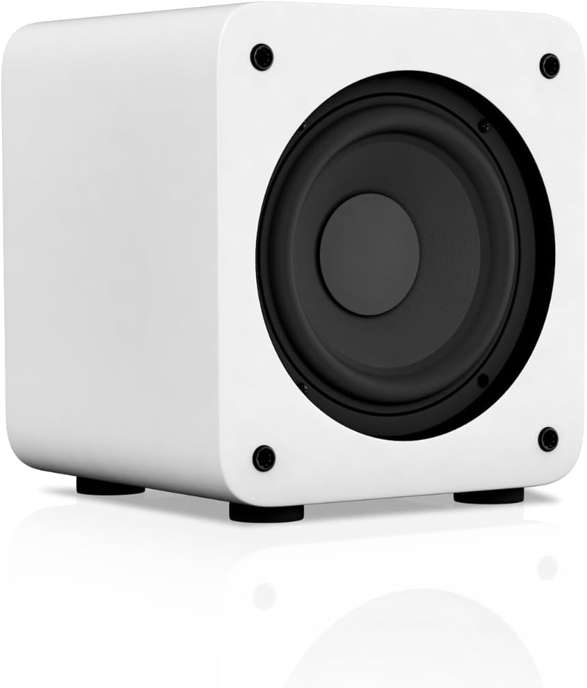 Audioengine A2 White Pc Speakers for Desktop and S6 White Subwoofer for Music Gaming Movies Studios Dorms Bedrooms Offices