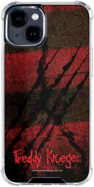 Skinit Clear Phone Case Compatible with iPhone 15 - Officially Licensed Nightmare on Elm Street Freddy Krueger Scratch Design