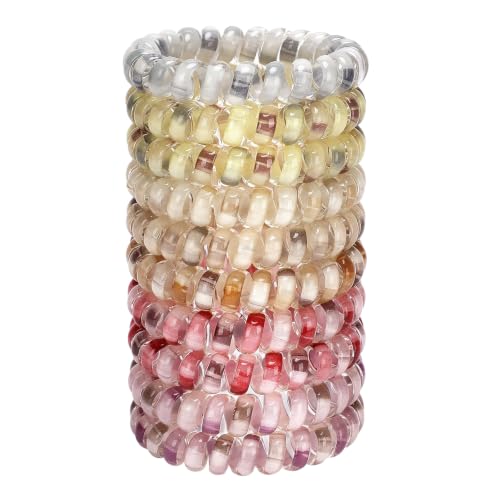 JessLab Spiral Hair Ties, 10 Pcs, No-Damage Coil Bands for Women and Girls