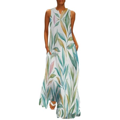 Robe longue femme grande taille pour vacances d'été style bohème chic imprimé vert