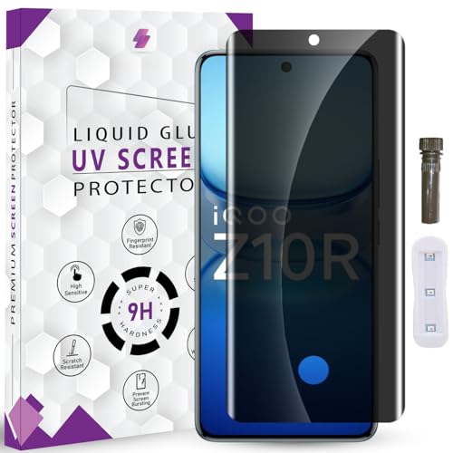 Image of Premium Privacy Tempered Glass Screen Protector for iQOO Z10R 5G (6.77 Inch, Pack of 1) HD Clear Edge to Edge Coverage Anti-Spy /Anti-Peeping 9H Hardness Screen Guard with Installation Kit