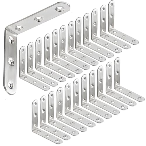 Wopanxye 16x60mm L字金具 アングルブラケット ステンレス製 アングル コーナーブレース 棚受け金具 取付金具 棚受け コーナーブレース 直角ブラケット 転倒防止キャビネットファスナー 90度直角 接合金具 用の留め具 木製家具 引き出し