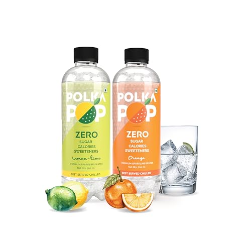 Image of POLKA POP - Flavoured Sparkling (Fizzy) Water | Lemon Lime & Orange | Pack of 24 (300 ml Each) | 100% Natural Flavour | Zero Sugar & Zero Calories | No Aspartame or Stevia