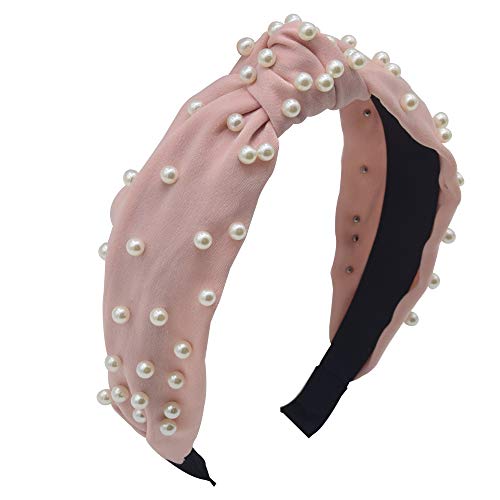 MHDGG Pearl Headbands Headbands for Women,1Pcs Elegant Wide Headbands Knot Headbands for Women Headwear Barrette Styling Tools Accessories,Pink