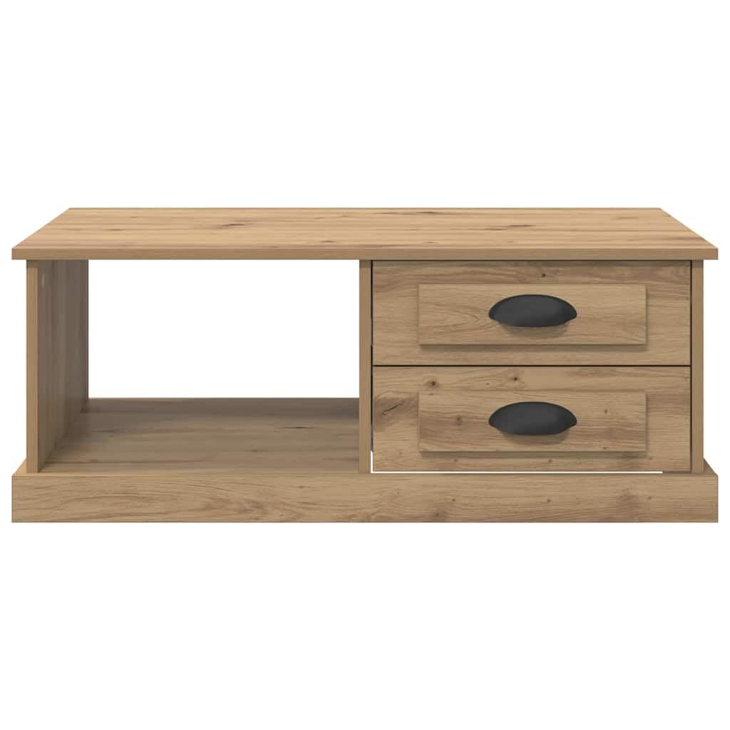 Tavolino da salotto in rovere Artisan, 90 x 50 x 35 cm, con 2 cassetti e ripiano, tavolino moderno per soggiorno, salotto, ufficio, ripostiglio, design, durevole, facile da montare