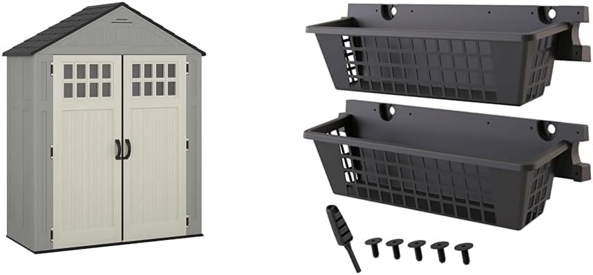 Suncast BMS6312D Everett 6 x 3 Heavy-Duty Resin Outdoor Pad-Lockable Double Doors and Windows All-Weather Shed for Yard Storage, Dove Gray Suncast BMS6312D Everett 6 x 3 Heavy-Duty Resin Outdoor Pad-Lockable Double Doors and Windows All-Weather Shed for Yard Storage, Dove Gray