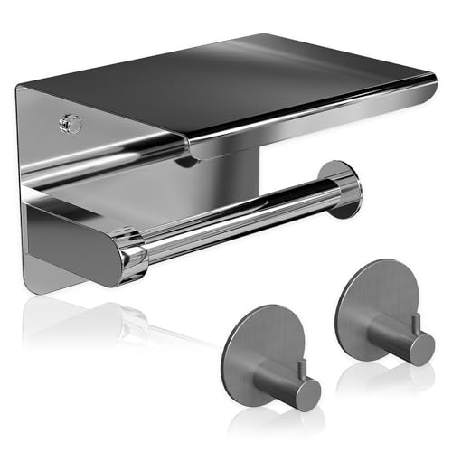 INNOOVEE Portarrollos Papel Higienico, Porta Rollos de Papel Higienico, Accesorios Baño sin Taladro, Soporte Papel Higienico, Portarrollos Papel Higienico Adhesivo de Acero Inoxidable, Plata.