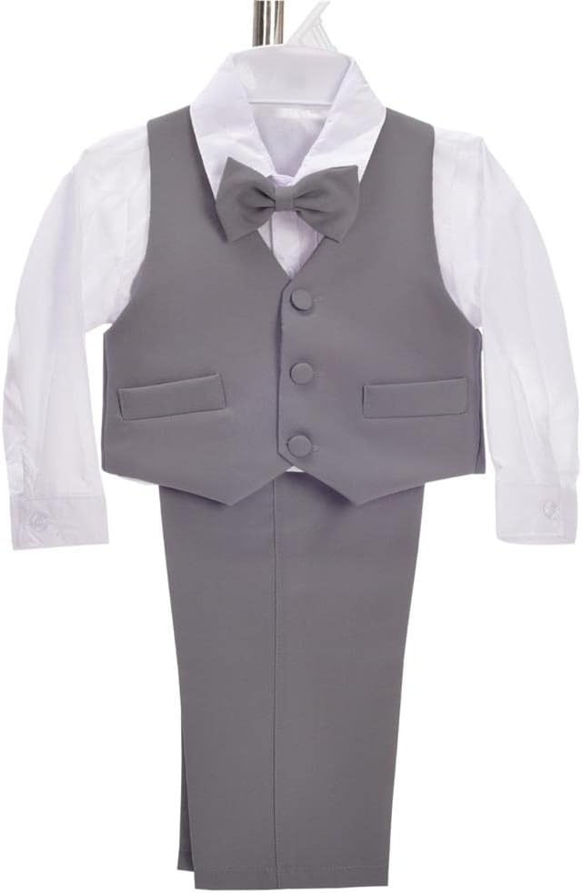 Dressy Daisy Baby Toddler Boy 5 Pcs Set Formal Tuxedo Suits No Tail Wedding Christening Baptism Outfits - Image 3