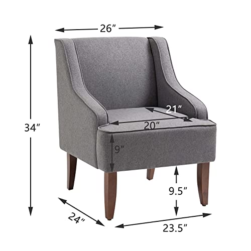 Mojay Mid-Century Accent Chair, Modern Linen Living Room Sofa Chair,Comfy Bedroom Reading Chair With Wooden Legs #TOP1