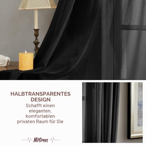 MRTREES Voile Gardinen Vorhang halbtransparent kurz mit Ösen in Leinenoptik Stores Gardinen Schals für Wohnzimmer Schlafzimmer Kinderzimmer… – Ansicht 5