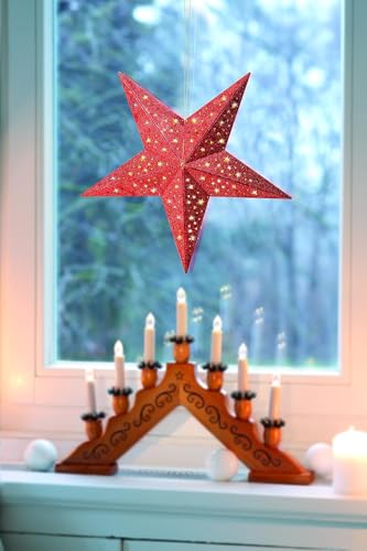 Image of CraftVatika Christmas Assorted 3D Paper Star Shaped Lantern Lampshade for Xmas Party Hanging Ornament Christmas New Year Wedding Decoration Home Party Hanging Decorations Xmas Gifts (1 Pcs)