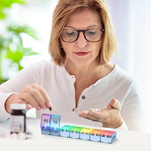 Auvon Weekly Pill Organizer Arthritis Friendly, Bpa Free Travel 7 Day Pill Box Case With Spring Open Design And Large Compartment To Hold Vitamins, Cod Liver Oil, Supplements And Medication #TOP6