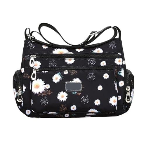 Shoulder bag Durable Printed Shoulder Bag Stylish Flower Pattern with Multiple Pockets