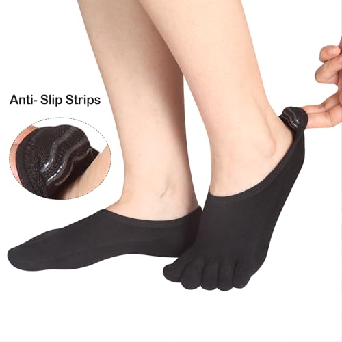 Women's Toe socks Cotton Lightweight No Show Five Fingers Running Socks 4 Pack3