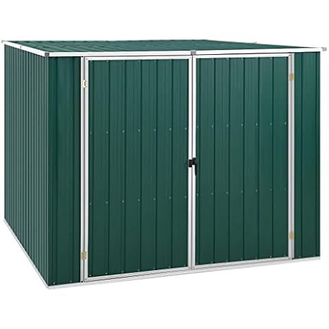 vidaXL Gerätehaus ohne Boden Doppeltür Schrägdach Geräteschuppen Schuppen Gartenhaus Gartenschuppen Grün 195x198x159cm Verzinkter Stahl Cover