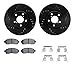 Dynamic Friction Company Front Brake Rotors-Drilled and Slotted-Black with 5000 Advanced Brake Pads includes Hardware 8512-13049