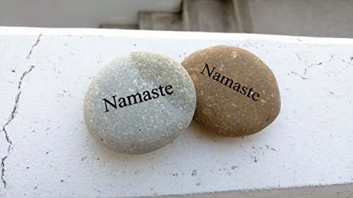 Garden Age Supply Namaste Engraved Stone Inspirational Sandblast, Perfect Gorgeous Unique Gift Ideas, Natural Beach Pebble Rock #TOP4