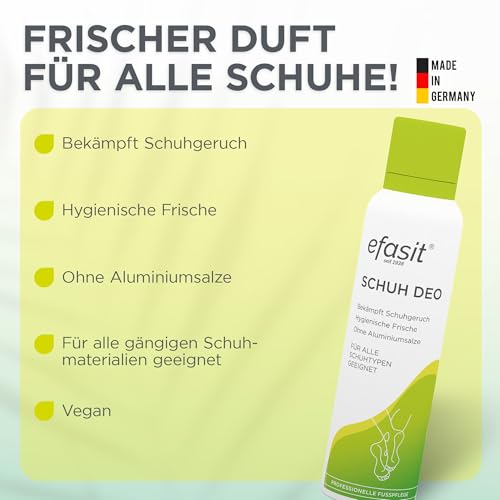 efasit Schuhdeo - Schuhspray gegen Geruch für alle gängigen Schuhmaterialien, mehr Hygiene und Frische im Schuh dank Schuhdeo, ohne Aluminiumsalze, 150 ml (Packung mit 2)