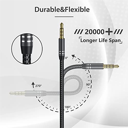 Jeselry 3.5mm 4極 TRRS オーディオ延長ケーブル (1.2m, 2本セット)