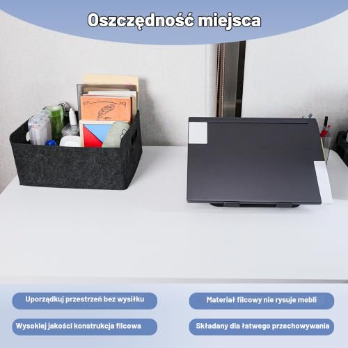 BEHONA Filcowy kosz do przechowywania, pogrubiony filcowy kosz do przechowywania, składany kosz, pudełko do przechowywania, filcowe pudełko (Czarna (1 Kawałek), 31.5cm x 25cm x 15cm)