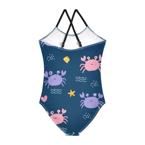 Girls Swimsuit Little Cute Crabs Pattern One Piece Swimwear2