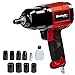 Price comparison product image Einhell TC-PW 340 Compressed Air Impact Wrench (Max. Torque 340 Nm, Clockwise/Clockwise Rotation, Rubberised Handle, Includes 8 Sockets, Oil Bottle (Empty), Plug Nipple)