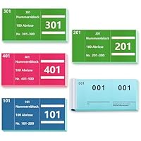 5 Büche Doppelnummern 1-500 Nummern Zahlen 3 Farben 5X10cm Nummernblock Nummernblöcke Tombola Nummernblock Papier Lose Tombola Nummerierte Abrisse Doppelnummernblock Blau Grün Rosa