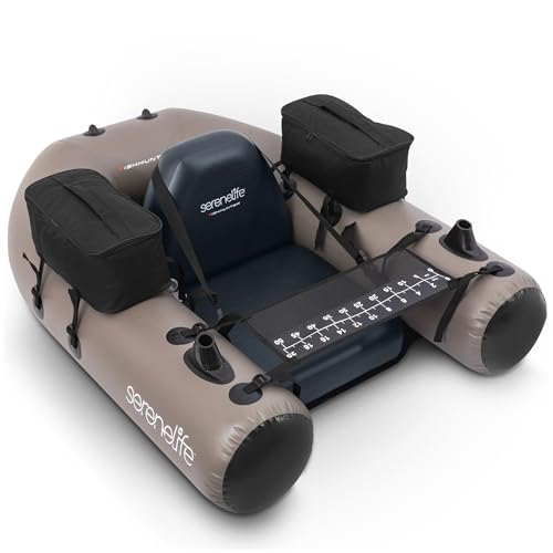 Serenelife Inflatable Fishing Float Tube – PVC Belly Boat for Angling with Fishing Rod Holders, 2...