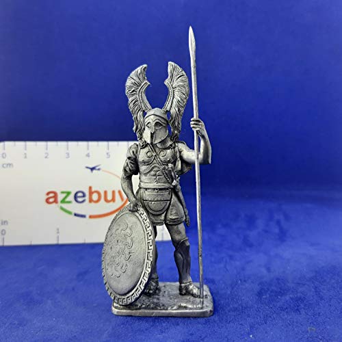 Greek Hoplite Spear Warrior 6th - 5th Century BC 1/32 Scale (Height 65mm) Unpainted Tin Figure Ancient Greece Handmade Collectible Miniature