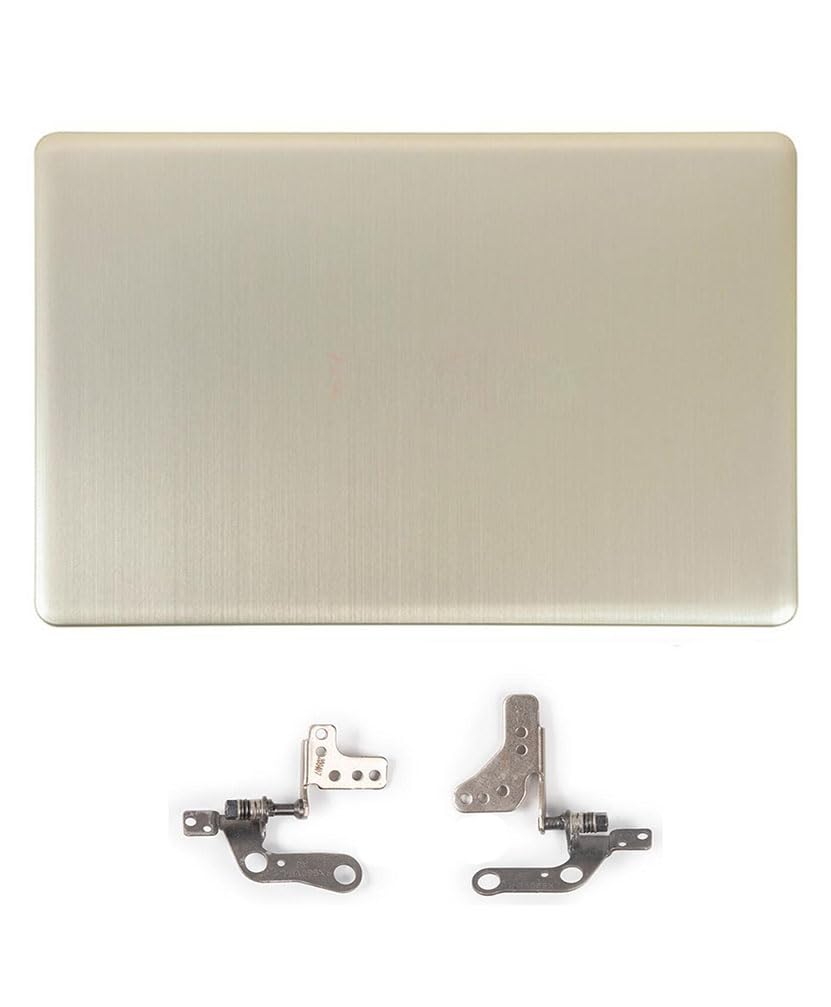Cover posteriore LCD in plastica + cerniere compatibile con computer portatile ASUS N580 N580G NX580V N580V X580V N580VD X580VE (oro A+H)