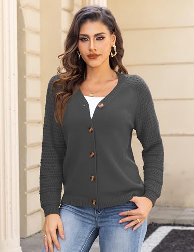 REDHOTYPE Women's Cardigans Sweater Casual Long Sleeve Open Front Cardigan Button Down Knit Chunky Outwear Coats3