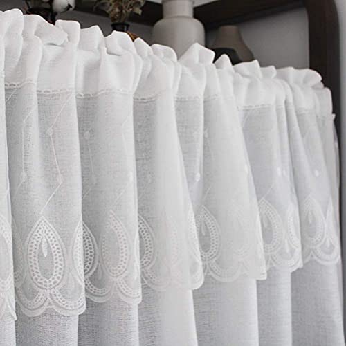 Cenefa de gasa para ventana de cocina con bordado elegante 3