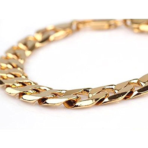 Chunky 24K Gold Plated Men Necklace Bracelet Set Cuban Curb Chain Necklace Jewelry Set (24"+9")136G #TOP1