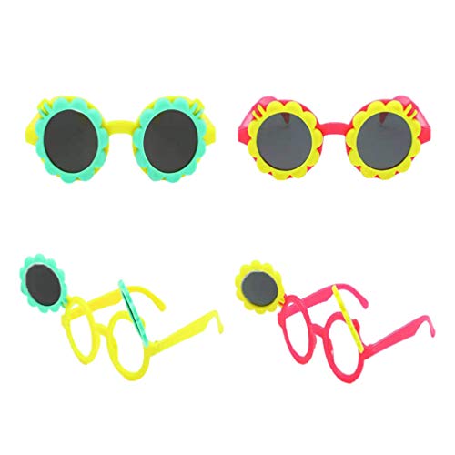 PRETYZOOM 4pcs Round Flower Sunglasses Luau Party Sunglasses Kids Sunflower Sunglasses Dance Party Sunglasses Decorative Eyeglasses Funny Eyeglasses Street Photography Child Yellow Cover