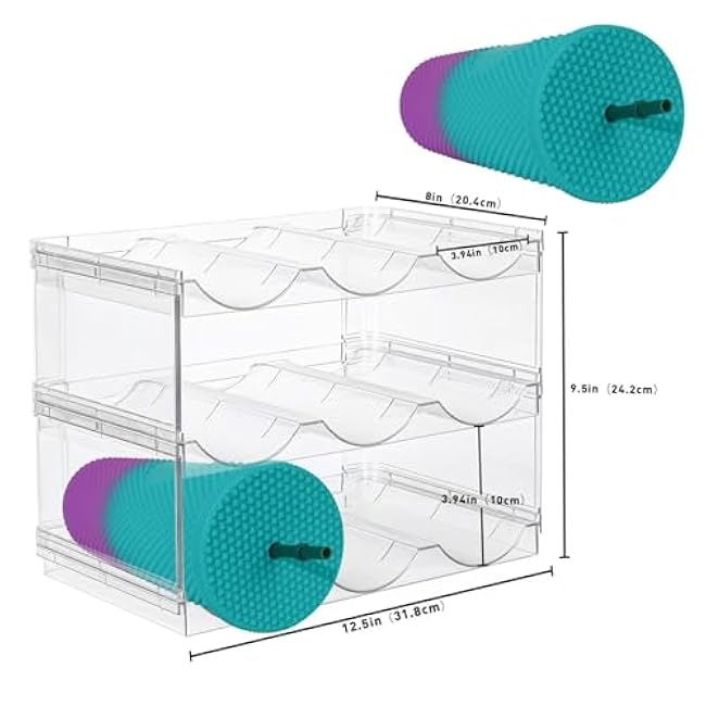 Water Bottle Organizer, Storage Holder for Kitchen Organization,Fridge, Pantry,Cabinet,Countertop,Cupboard- Plastic Cup Rack Shelf for Wine,Drinks- 6 Layers,Each Rack Holds 3 Containers,Clear-0Nt0fLak