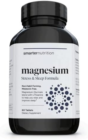 Smarter Nutrition Multi-Active Magnesium + AlphaWave(TM) L-Theanine - Melatonin Free - 4 forms of Magnesium, Glycinate, Citrate, Malate, and Bisglycinate – Enhanced Absorption – 60 Tablets (Pack of 1)